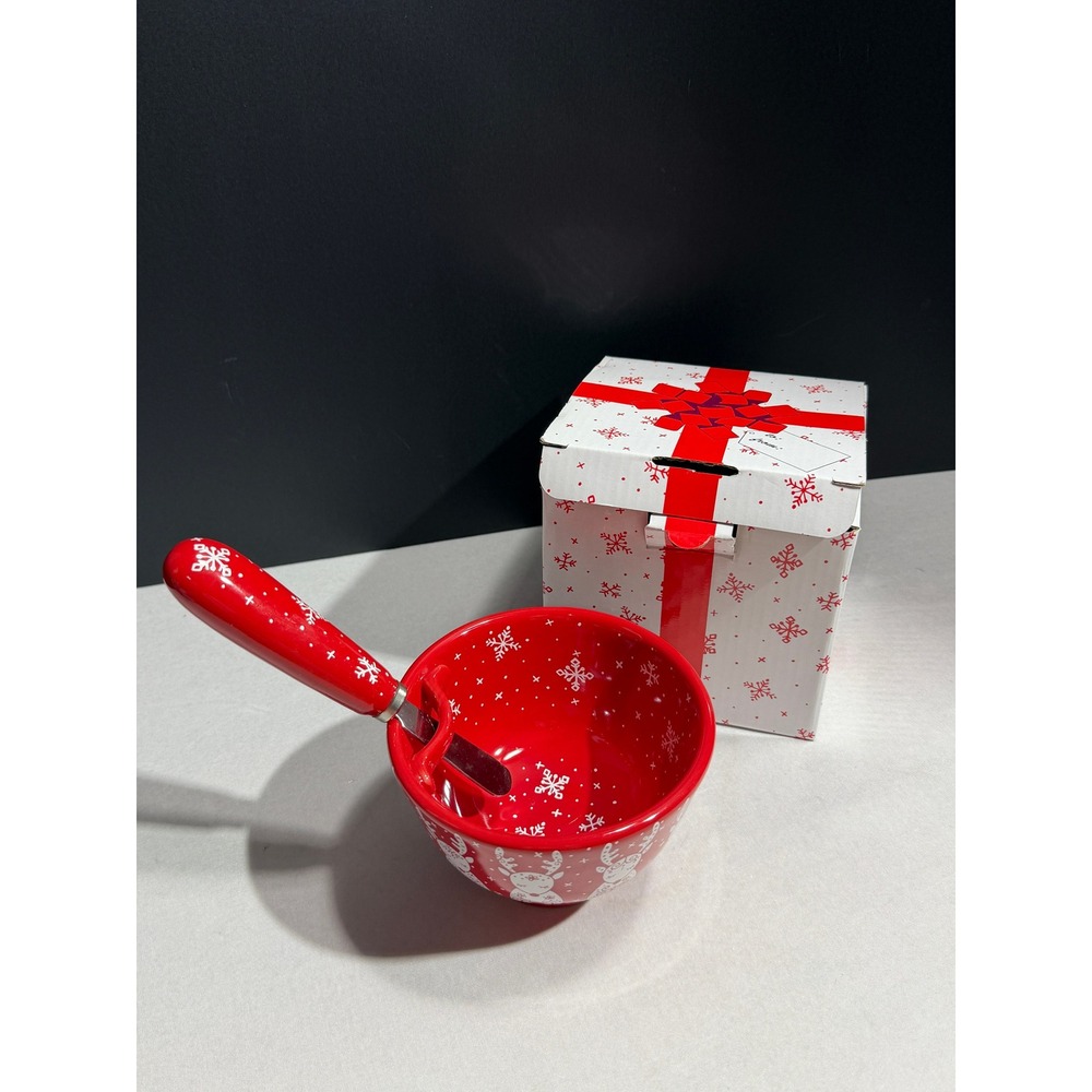 Temp-tations by Tara Red Reindeer Snowflake Dip Bowl and Spreader Set with Box